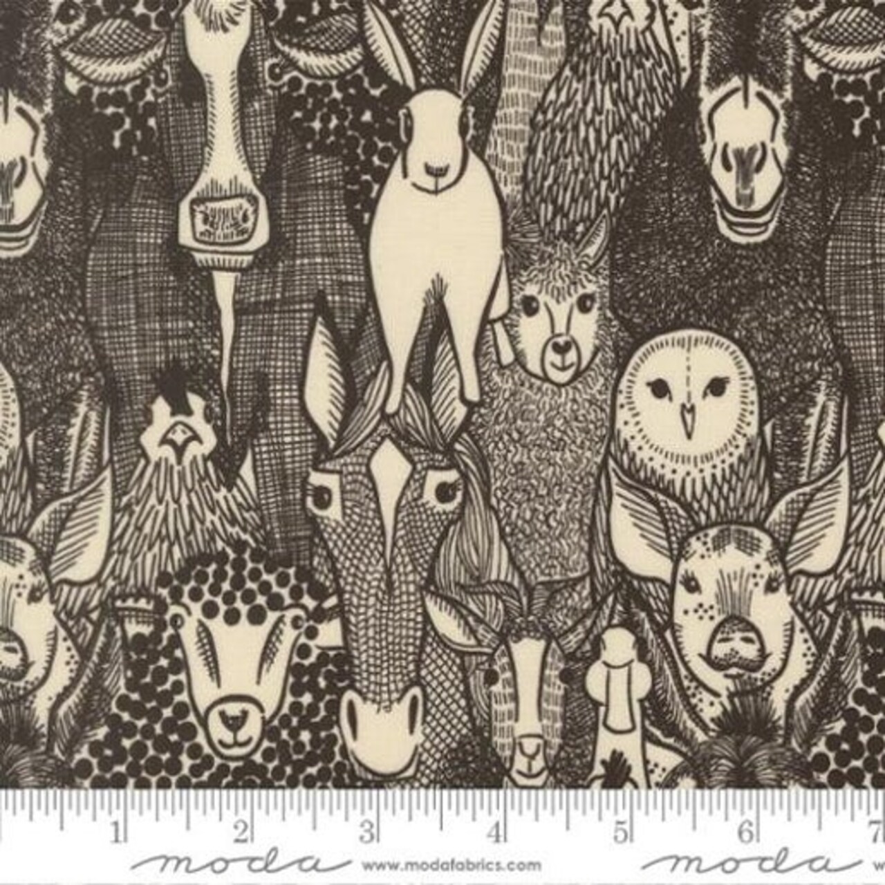 The Henhouse Barnyard Faces Novelty Animals Iron Cotton Fabric by the Yard